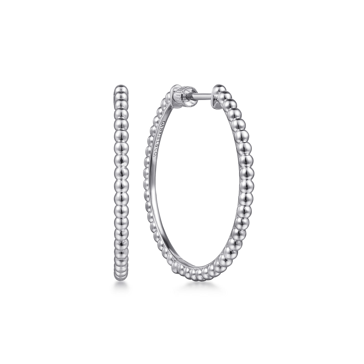 925 Sterling Silver Bujukan 30mm Classic Hoop Earrings - Shot 1