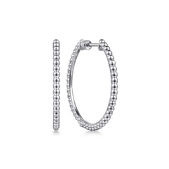 925 Sterling Silver Bujukan 30mm Classic Hoop Earrings