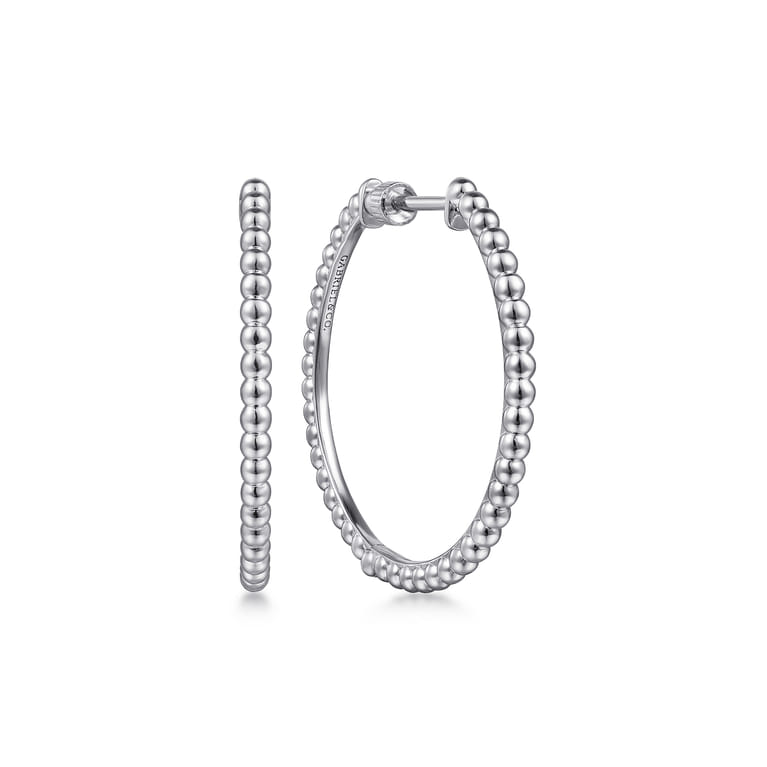 925 Sterling Silver Bujukan 30mm Classic Hoop Earrings - Shot 1