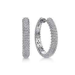 925 Sterling Silver Bujukan 30mm Classic Hoop Earrings