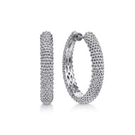 925 Sterling Silver Bujukan 30mm Classic Hoop Earrings