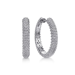 925 Sterling Silver Bujukan 30mm Classic Hoop Earrings