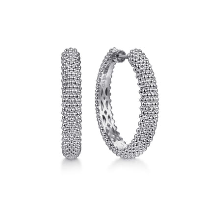925 Sterling Silver Bujukan 30mm Classic Hoop Earrings