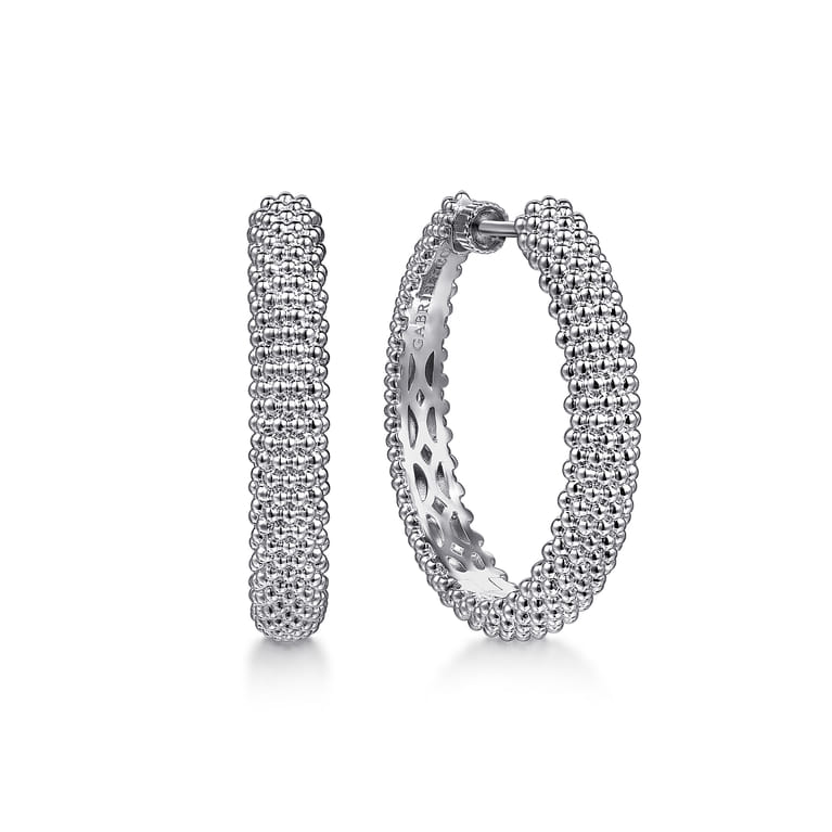 925 Sterling Silver Bujukan 30mm Classic Hoop Earrings - Shot 1