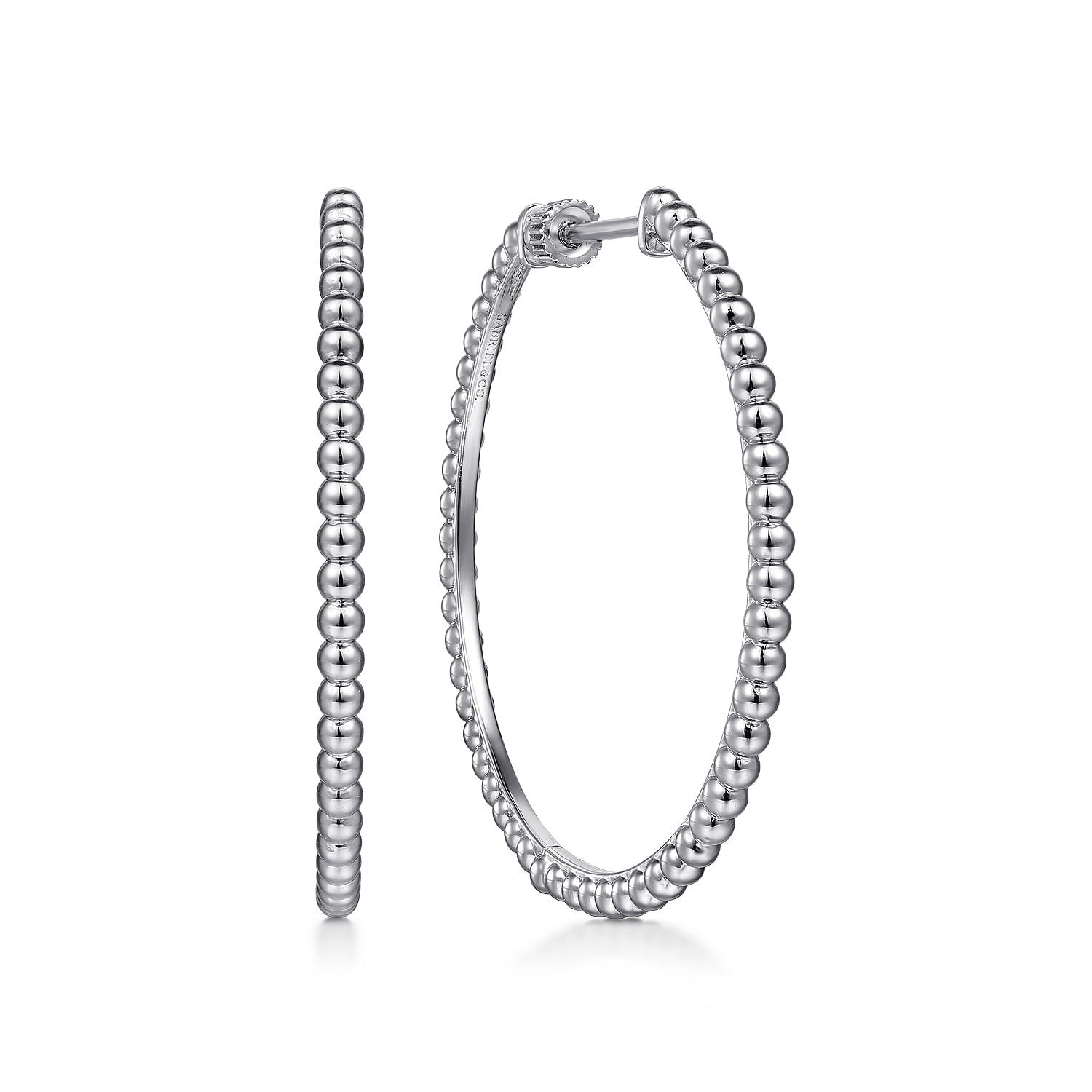 925 Sterling Silver Bujukan 40mm Classic Hoop Earrings - Shot 1