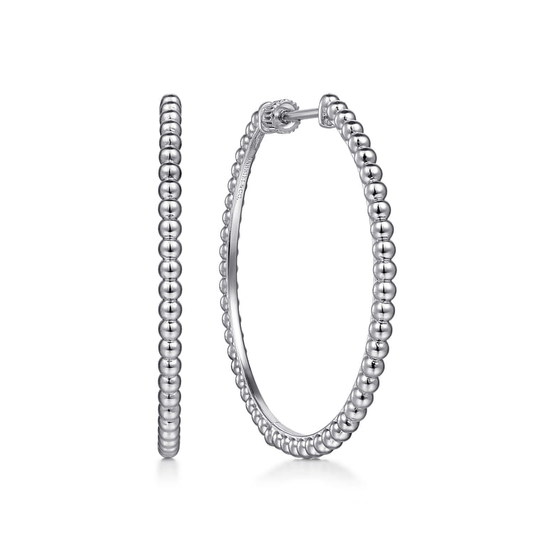 925 Sterling Silver Bujukan 40mm Classic Hoop Earrings - Shot 1