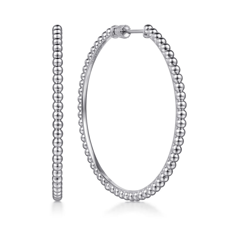925 Sterling Silver Bujukan 50mm Classic Hoop Earrings - Shot 1