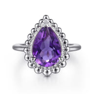 925 Sterling Silver Bujukan Amethyst Chevron Ring