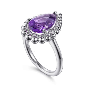 925 Sterling Silver Bujukan Amethyst Chevron Ring