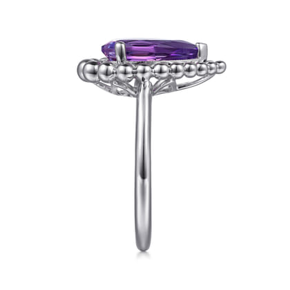 925 Sterling Silver Bujukan Amethyst Chevron Ring