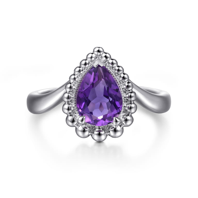 925 Sterling Silver Bujukan Amethyst Chevron Ring - Shot 1