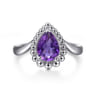 925 Sterling Silver Bujukan Amethyst Chevron Ring