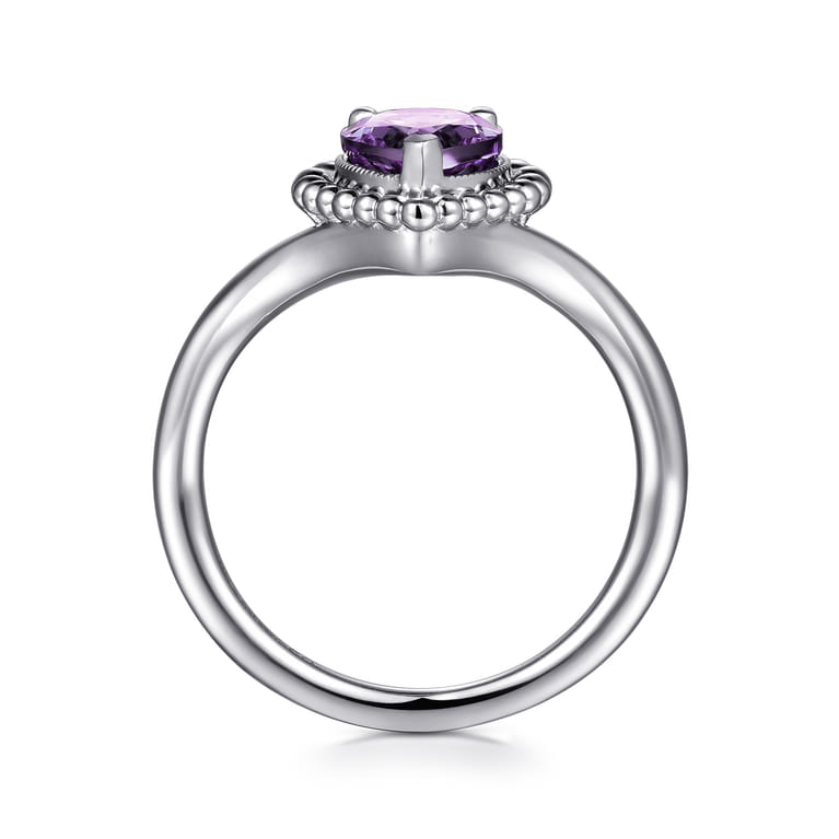 925 Sterling Silver Bujukan Amethyst Chevron Ring - Shot 2