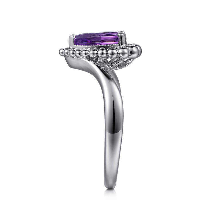925 Sterling Silver Bujukan Amethyst Chevron Ring - Shot 4