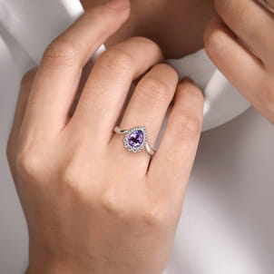 925 Sterling Silver Bujukan Amethyst Chevron Ring