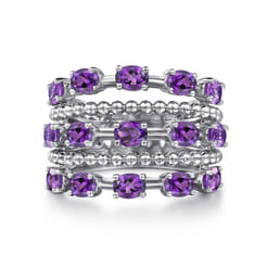 925 Sterling Silver Bujukan Amethyst Easy Stackable Ring