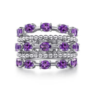925 Sterling Silver Bujukan Amethyst Easy Stackable Ring