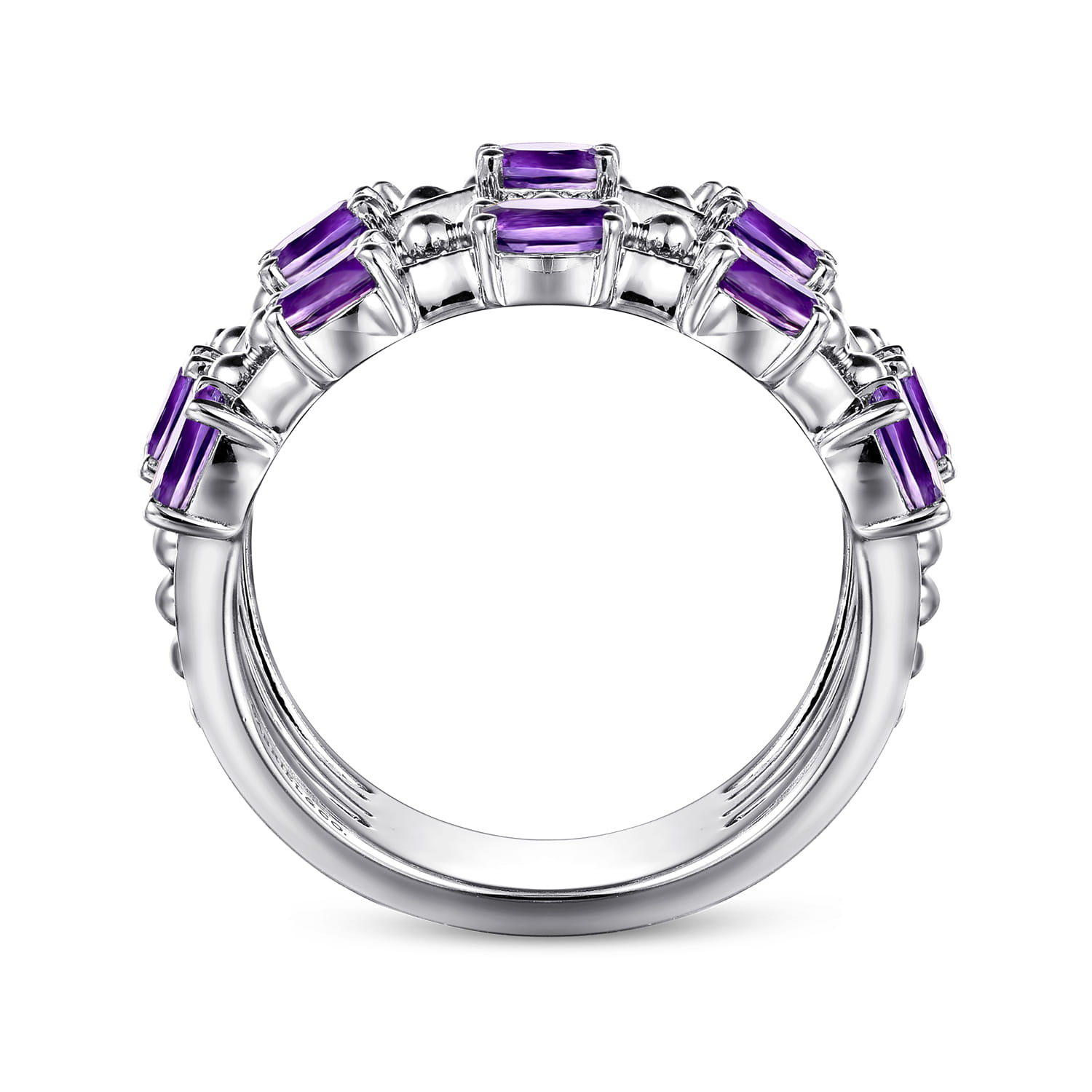 925 Sterling Silver Bujukan Amethyst Easy Stackable Ring - Shot 2