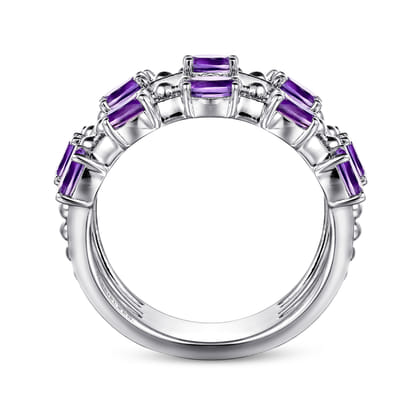 925 Sterling Silver Bujukan Amethyst Easy Stackable Ring