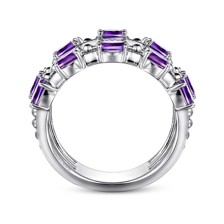 925 Sterling Silver Bujukan Amethyst Easy Stackable Ring - Shot 2