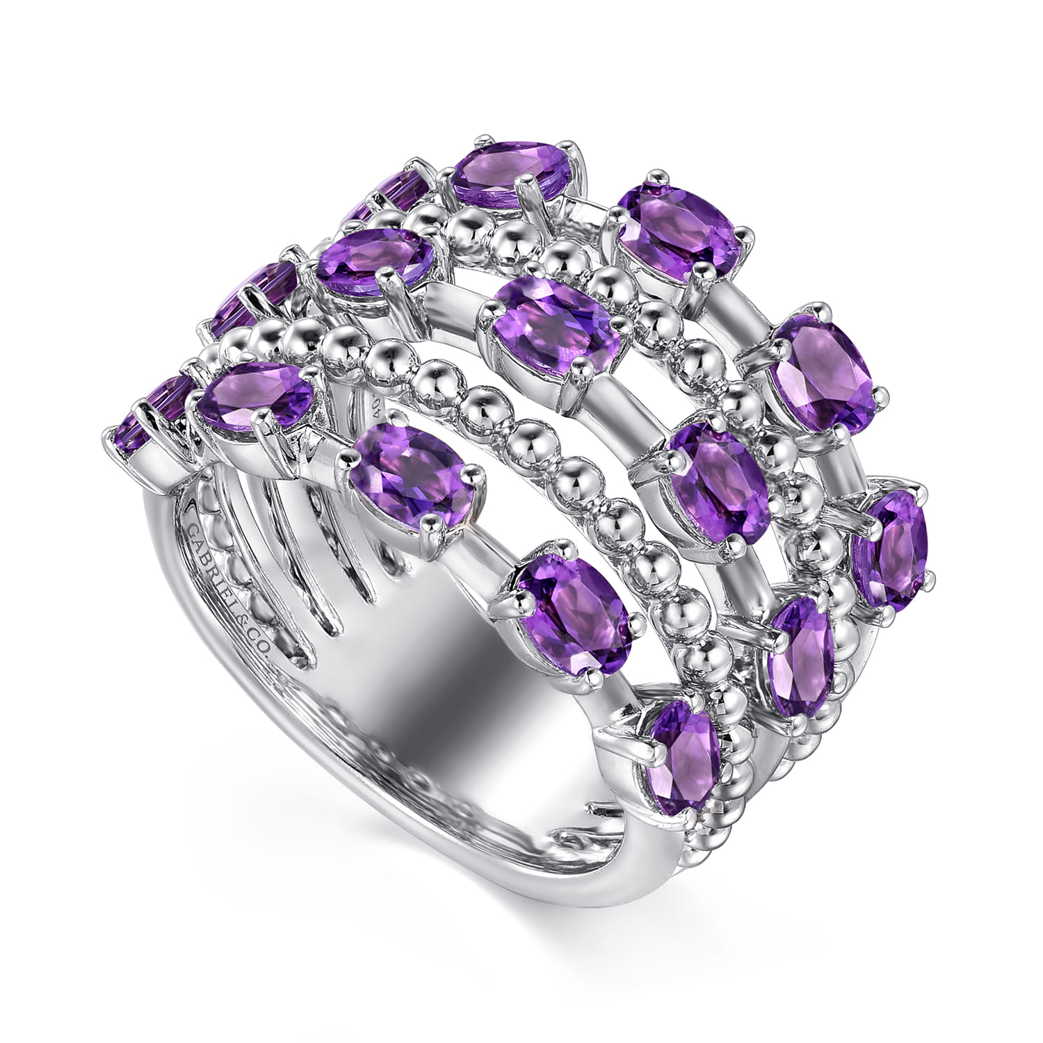 925 Sterling Silver Bujukan Amethyst Easy Stackable Ring - Shot 3