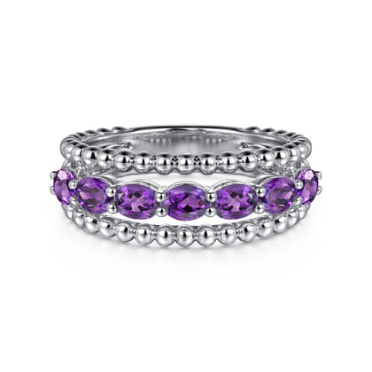 925 Sterling Silver Bujukan Amethyst Easy Stackable Ring