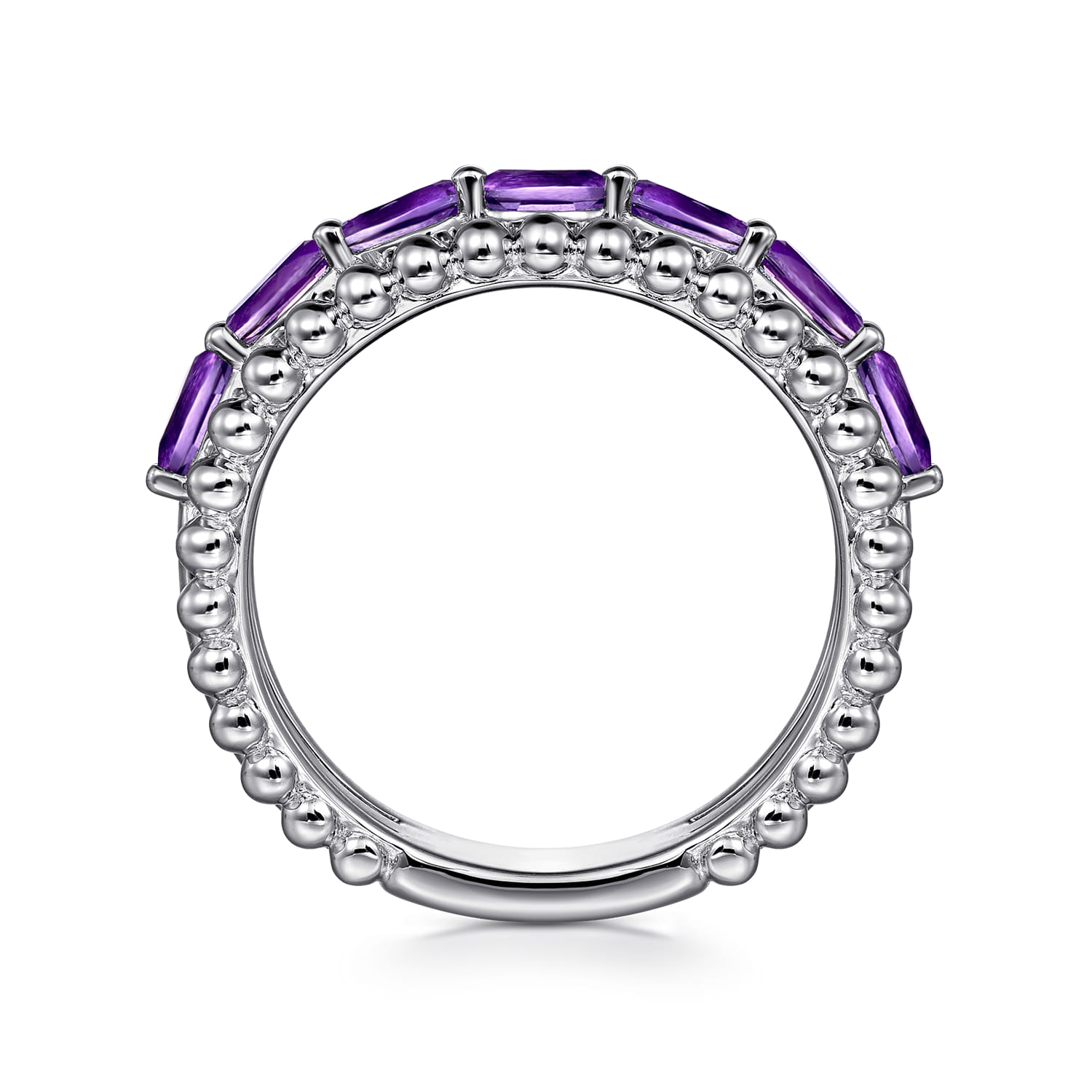 925 Sterling Silver Bujukan Amethyst Easy Stackable Ring - Shot 2