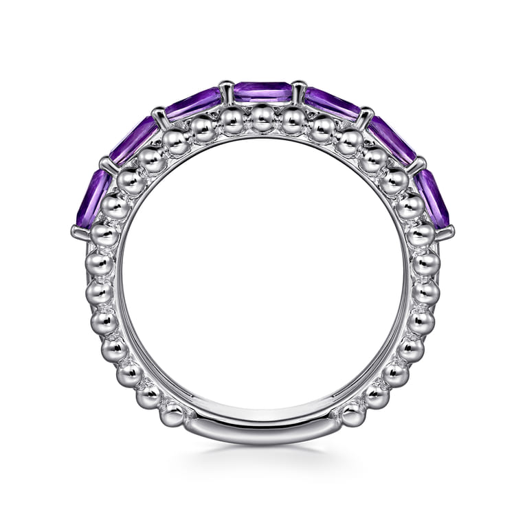 925 Sterling Silver Bujukan Amethyst Easy Stackable Ring - Shot 2