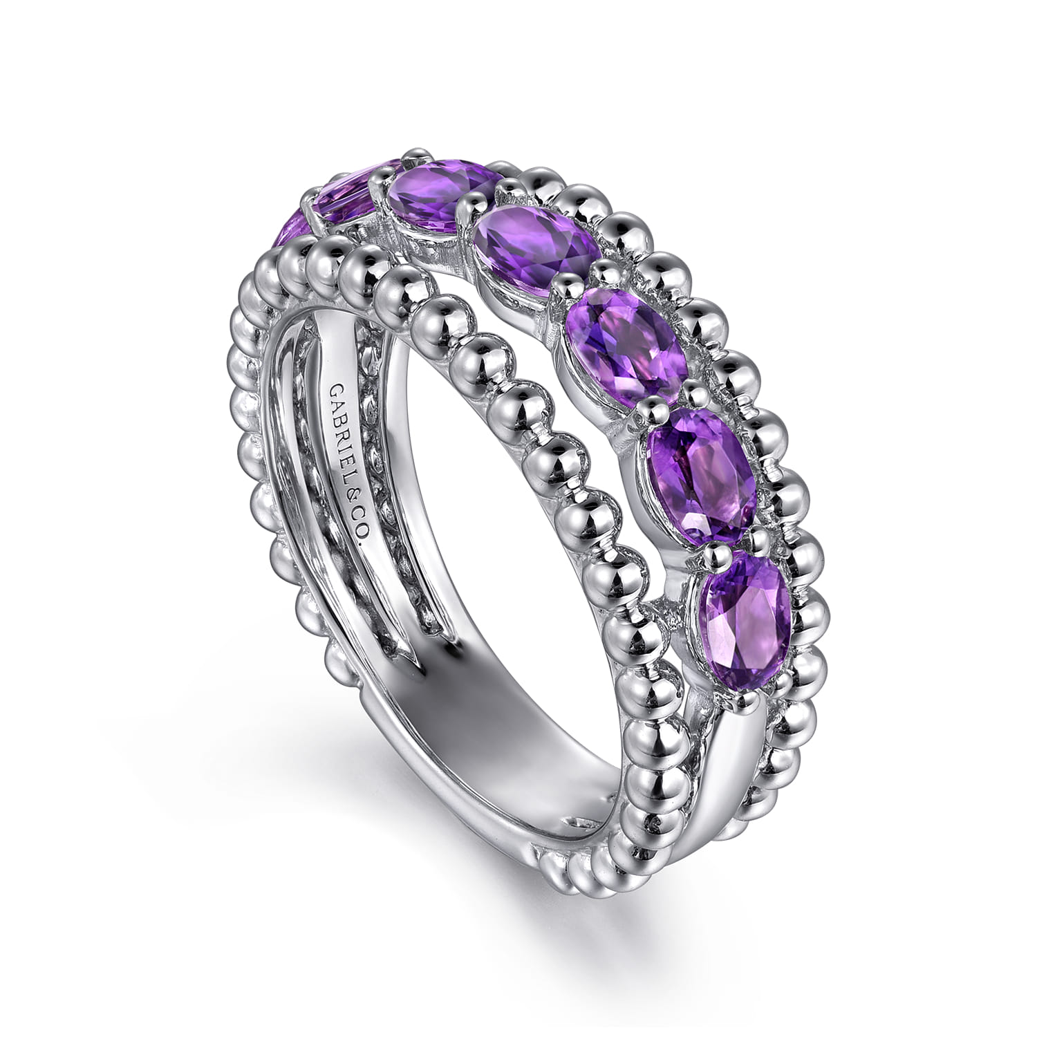 925 Sterling Silver Bujukan Amethyst Easy Stackable Ring - Shot 3