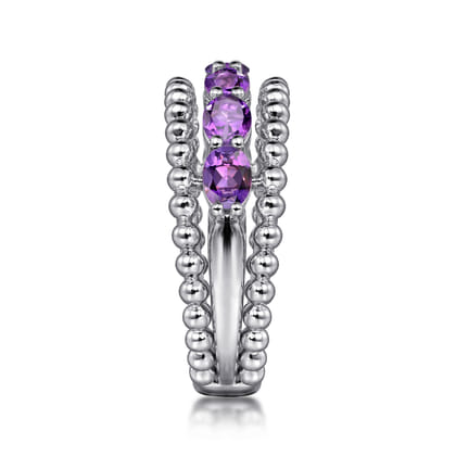 925 Sterling Silver Bujukan Amethyst Easy Stackable Ring
