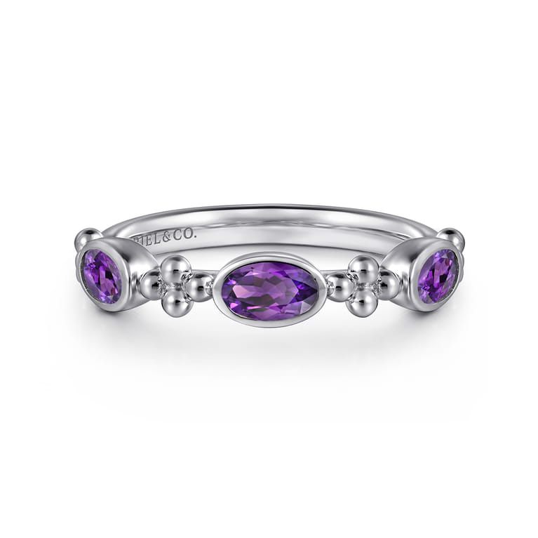 925 Sterling Silver Bujukan Amethyst Fashion Ladies Ring - Shot 1