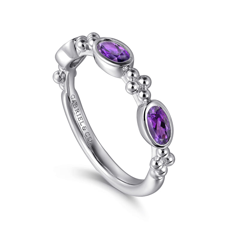 925 Sterling Silver Bujukan Amethyst Fashion Ladies Ring - Shot 3