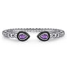 925 Sterling Silver Bujukan Amethyst Open Bangle Bracelet with Black Enamel