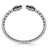 925 Sterling Silver Bujukan Amethyst Open Bangle Bracelet with Black Enamel