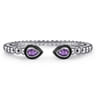 925 Sterling Silver Bujukan Amethyst Open Bangle Bracelet with Black Enamel