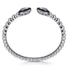 925 Sterling Silver Bujukan Amethyst Open Bangle Bracelet with Black Enamel