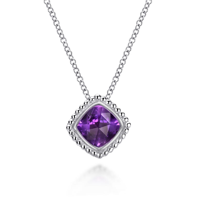 925 Sterling Silver Bujukan Amethyst Pendant Necklace - Shot 1