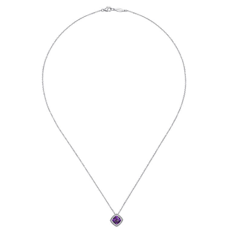 925 Sterling Silver Bujukan Amethyst Pendant Necklace - Shot 2