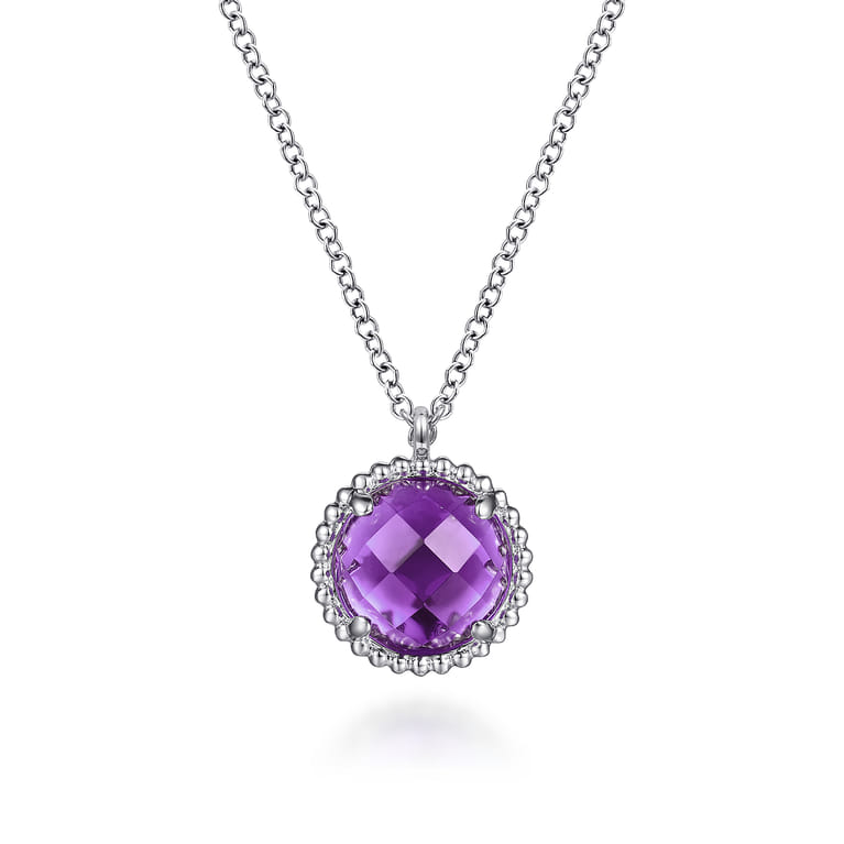 925 Sterling Silver Bujukan Amethyst Pendant Necklace - Shot 1