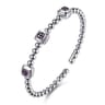 925 Sterling Silver Bujukan Amethyst Station Bangle Bracelet