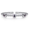 925 Sterling Silver Bujukan Amethyst Station Bangle Bracelet
