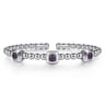 925 Sterling Silver Bujukan Amethyst Station Cuff Bangle Bracelet