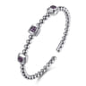 925 Sterling Silver Bujukan Amethyst Station Cuff Bangle Bracelet