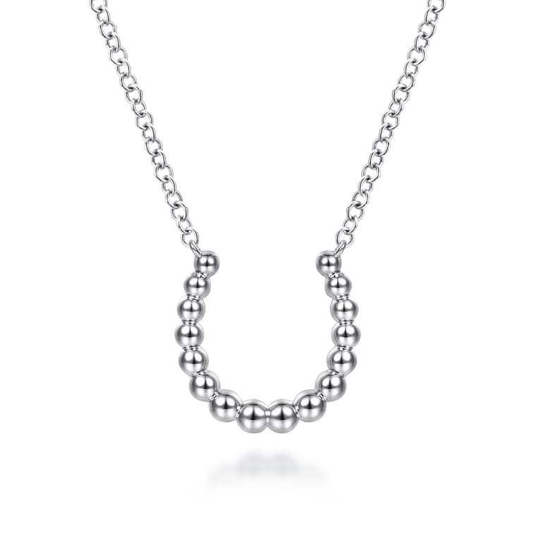 925 Sterling Silver Bujukan Bead Horseshoe Necklace - Shot 1