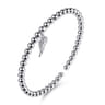 925 Sterling Silver Bujukan Beaded Angel Wing Charm Bangle Bracelet