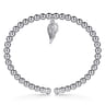 925 Sterling Silver Bujukan Beaded Angel Wing Charm Bangle Bracelet