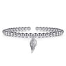 925 Sterling Silver Bujukan Beaded Angel Wing Charm Bangle Bracelet