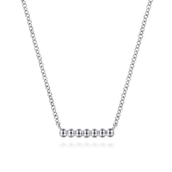 925 Sterling Silver Bujukan Beaded Bar Necklace