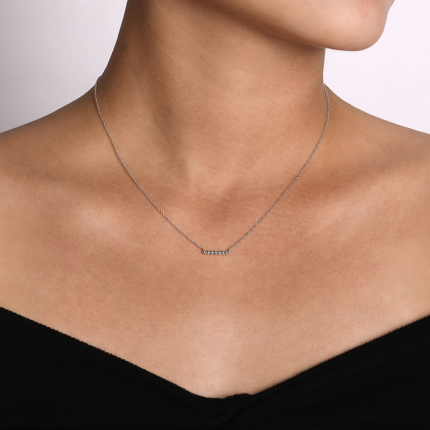 925 Sterling Silver Bujukan Beaded Bar Necklace - Shot 3
