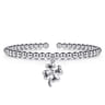 925 Sterling Silver Bujukan Beaded Clovers Charm Bangle Bracelet